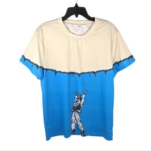 Blue and Cream Spirit Bomb Dragonball Z Graphic Men's T-Shirt - Size MEDIUM